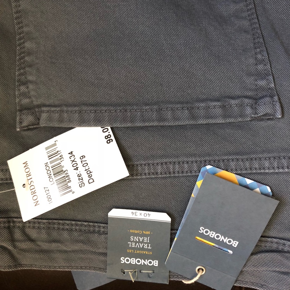 Dark Gray Bonobos Straight Leg Travel Jeans NWT